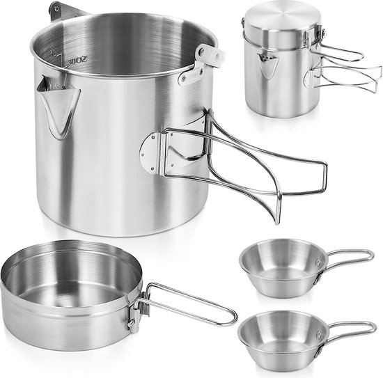 Camping kookgerei set roestvrij staal camping pan outdoor servies