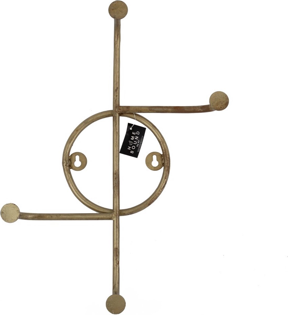 HomeBound by KY | Kapstokje goud 4 haken | 32x9x41cm