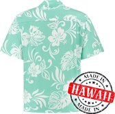 Hawaii Blouse Mannen - Shirt - Hemd - 100% Katoen - Overhemd Heren Korte Mouw - Made in Hawaii "Vakantie Vibes Turquoise" Maat S