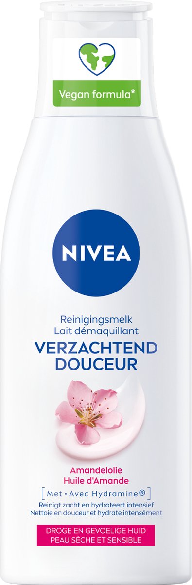 NIVEA Essentials Verzachtende Reinigingsmelk - Reinigingsmelk - Droge en gevoelige huid - Amandelolie - Hydramine - 200 ml - NIVEA