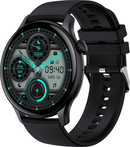 GØDLY® Amoled Premium Smartwatch - Smartwatch Heren - Smartwatch Dames - Horloge – HD - Stappenteller - Kcal Teller - Slaapmeter - Hartslagmeter - Saturatiemeter - Geschikt voor iOS en Android - Zwart