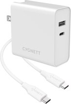 Cygnett Powerplus 60W USB-C/USB-A Travel Adaptor - Wit
