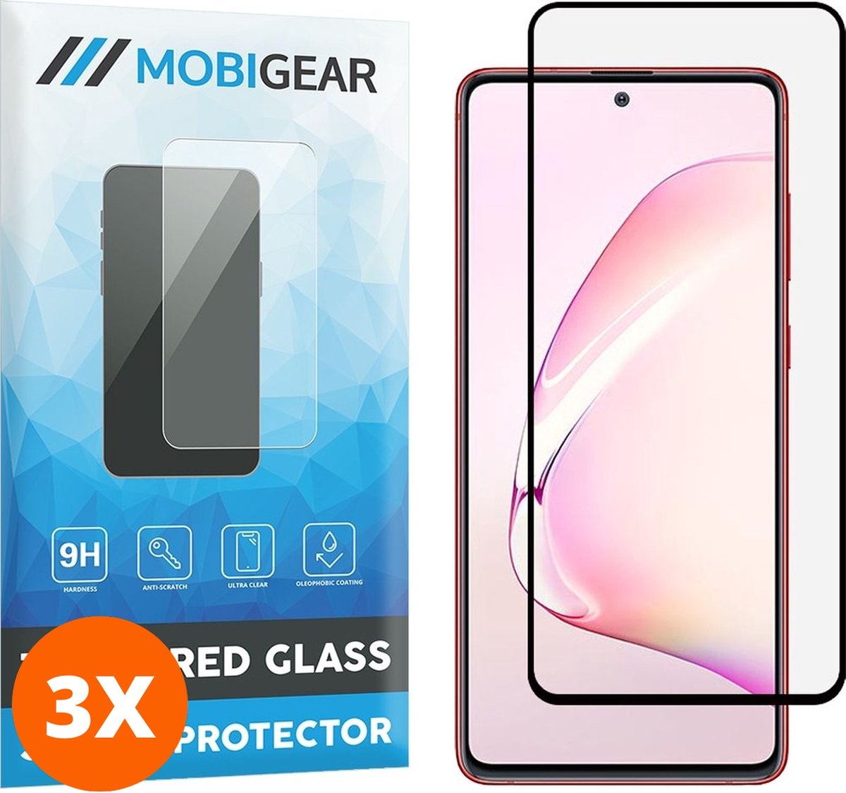 Mobigear Screenprotector geschikt voor Samsung Galaxy Note 10 Lite Glazen | Mobigear Premium Screenprotector - Case Friendly - Zwart (3-Pack)
