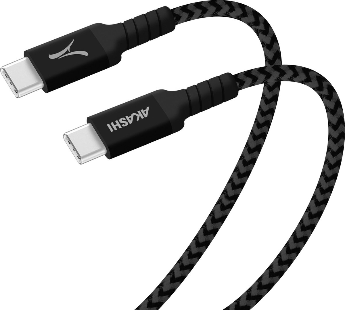 USB-C naar USB-C Kabel 60W Oplaadsynchronisatie Ecodesign 1.5m Akashi Zwart
