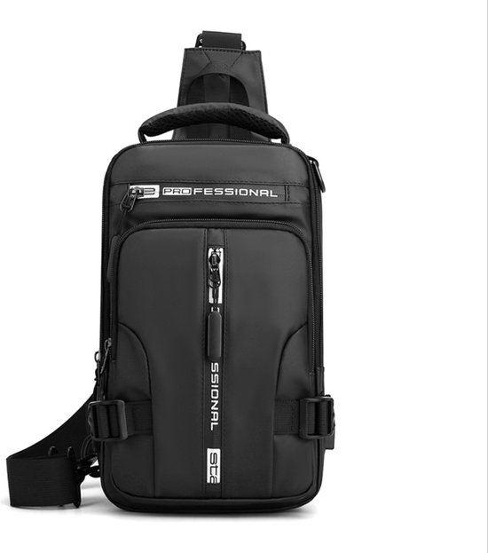 Schoudertassen - Messenger bag - rugtas - zwart - met USB-poort - waterafstotend