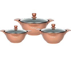 Cheffinger Crocodile Pannenset 6-delig - Kookpan - Braadpan - Koper