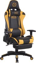 Bureaustoel - Game stoel - Massagefunctie - Voetensteun - In hoogte verstelbaar - Kunstleer - Geel/zwart - 51x67x138 cm