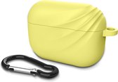 AirPods Pro en Pro 2 Case Flexibele siliconen karabijnhaak Devia Elf2-serie geel