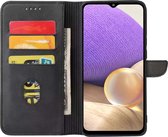 Smartphonica Samsung Galaxy A32 5G kunstleren hoesje met lipje en pashouders - Zwart / Kunstleer / Book Case geschikt voor Samsung Galaxy A32 5G