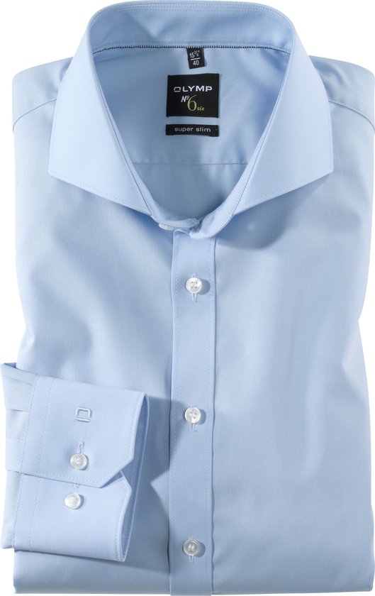 OLYMP No. Six super slim fit overhemd - lichtblauw - Strijkvriendelijk - Boordmaat: 40