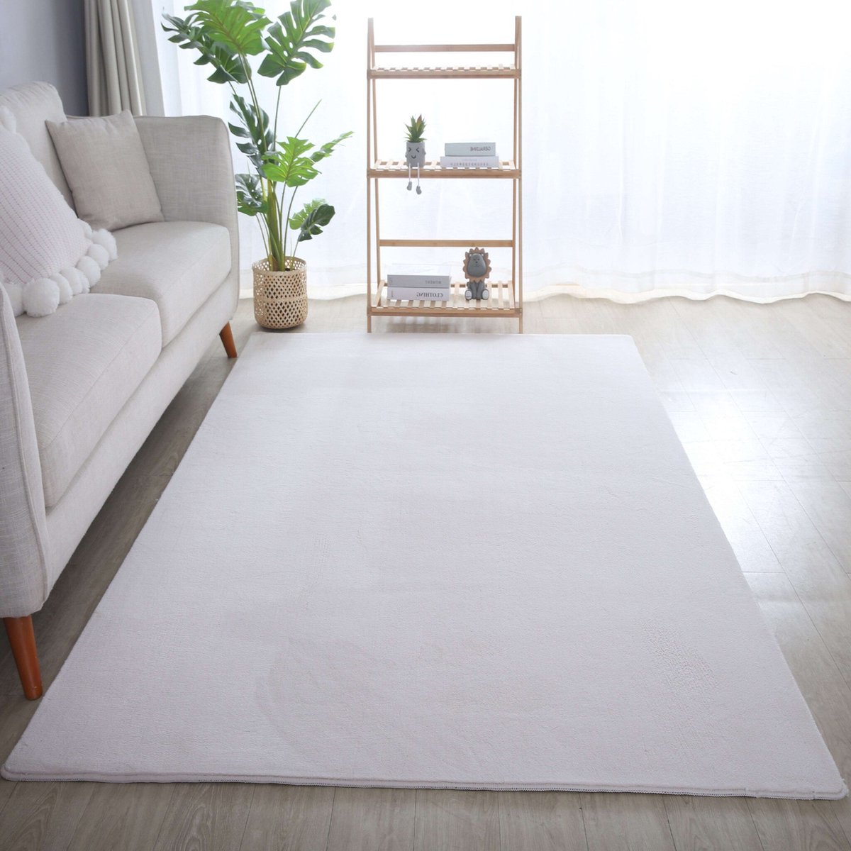 Flycarpets Alberta Laagpolig Fluffy Vloerkleed - Creme - 200x290 cm