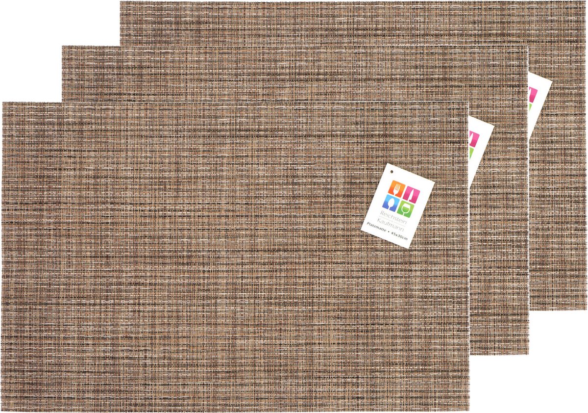 Placemats Hampton - 6x - bruin geweven - PVC - 30 x 45 cm