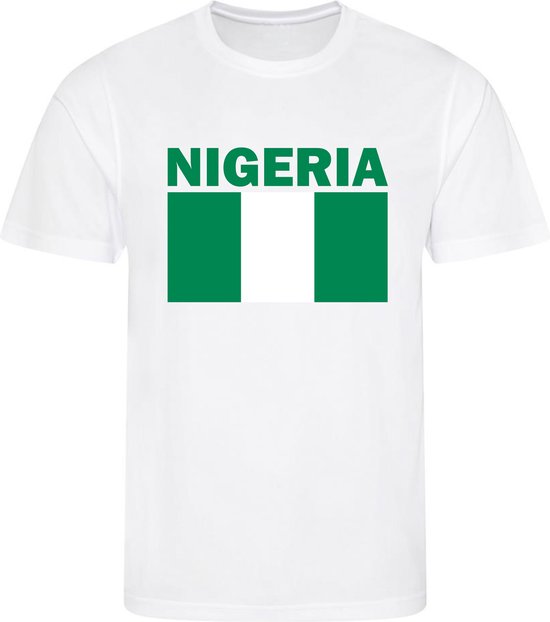 Nigeria - T-shirt Wit - Voetbalshirt - Maat: 158/164 (XL) - 12 - 13 jaar - Landen shirts