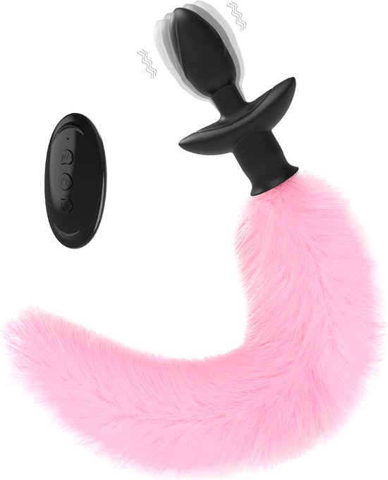 IntiMate® Ahri - Anale Vibratie Buttplug met Roze Zwaaiende Vossenstaart -  BDSM