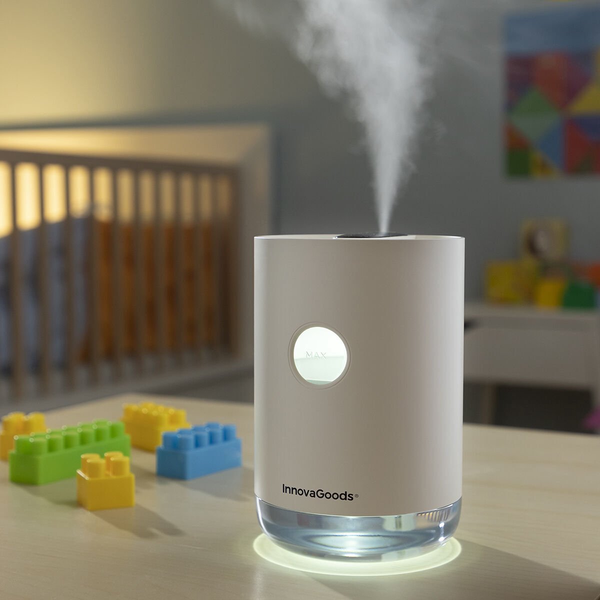 2,4 litre Humidificateur d'air bebe, chambre bebe Humidificateur  Ultrasonique avec filtre (jusqu'à 35 m²), Électrique Brume Fraîche Humidificateur  d'air, silencieux avec 7 Couleurs Lumières LED, : : Cuisine et  maison