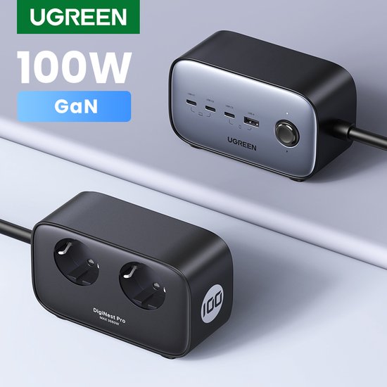 UGREEN DigiNest Pro 100W - Chargeur Rapide GaN - Chargeur Multiprise USB C  Connexion