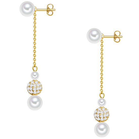 Lulu Jane Orecchini Pendenti Donna In Ottone Con Perle Organiche – Collezione Perlina, Eleganza Classica - 4
