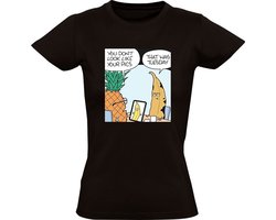 Oude foto Dames T-shirt - banaan - ananas - humor - grappig