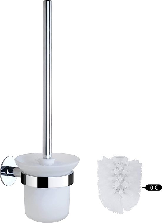 Brosse WC Long Manche Avec Support Doré - Acier Inoxydable - Tête Douce Remplaçable - Nettoyage Toilette Et Salle De Bain