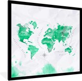 Fotolijst incl. Poster - Wereldkaarten - Groen - Verf - 40x40 cm - Posterlijst