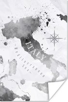 Poster Italië - Kaart - Waterverf - 20x30 cm