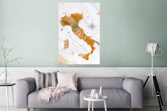 Affiche - Wereldkaart - Peinture - Italie - 80x120 cm