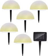 Grundig LED Solar Lichtbollen - Met Grondsteker - Halve Bol - 5 Stuks - Zonnepaneel - Wit