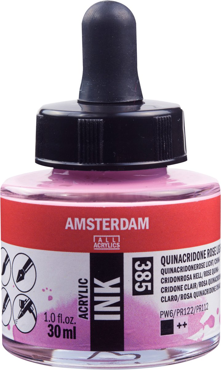 Amsterdam Acrylic Ink Fles 30 ml Quinacridoneroze Licht 385