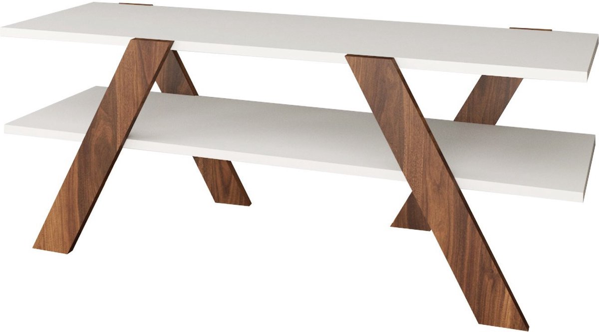 Skye Decor TV Meubel - Stijlvol Walnoot & Wit Design - 120x45x33,1cm - Duurzaam Melamine Materiaal