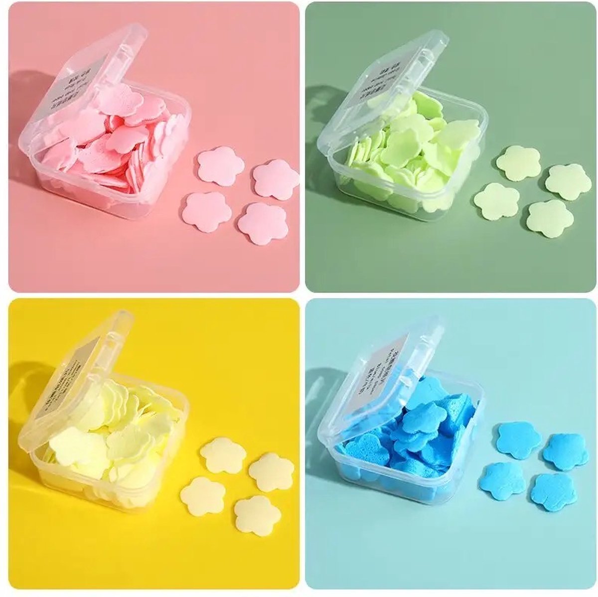 Outdoor wegwerp zeep vellen, boxed zeep papier, draagbare handen wassen tabletten, kleine zeep tabletten, mini zeep papier Randomcolor # C0FB2
