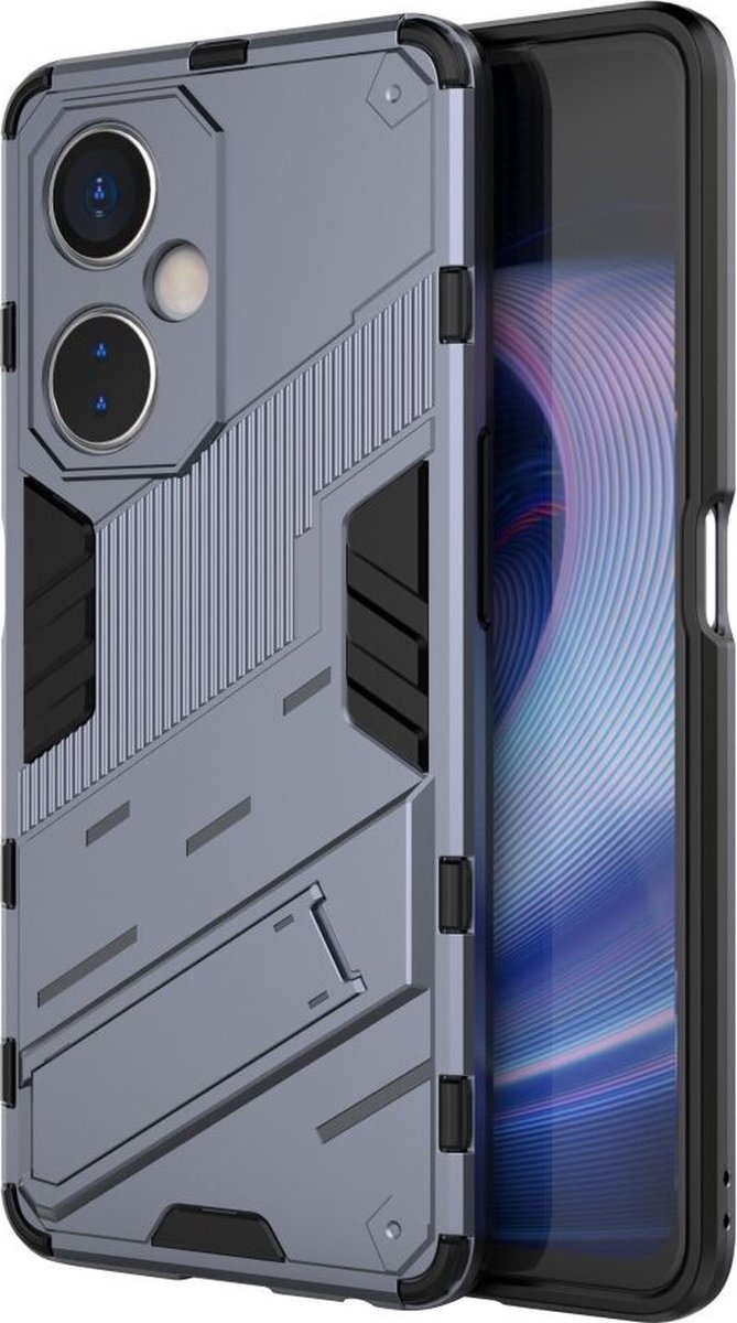 OnePlus Nord CE 3 Lite Hoesje Shockproof Kickstand Back Cover Blauw