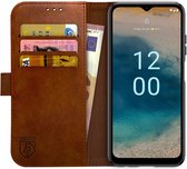 Rosso Element Book Case Wallet Hoesje Geschikt voor Nokia G22 | Portemonnee | 3 Pasjes | Magneetsluiting | Stand Functie | Bruin