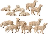Decoris crèche de mouton figurines - 6x pcs - blanc - 12 cm - bois