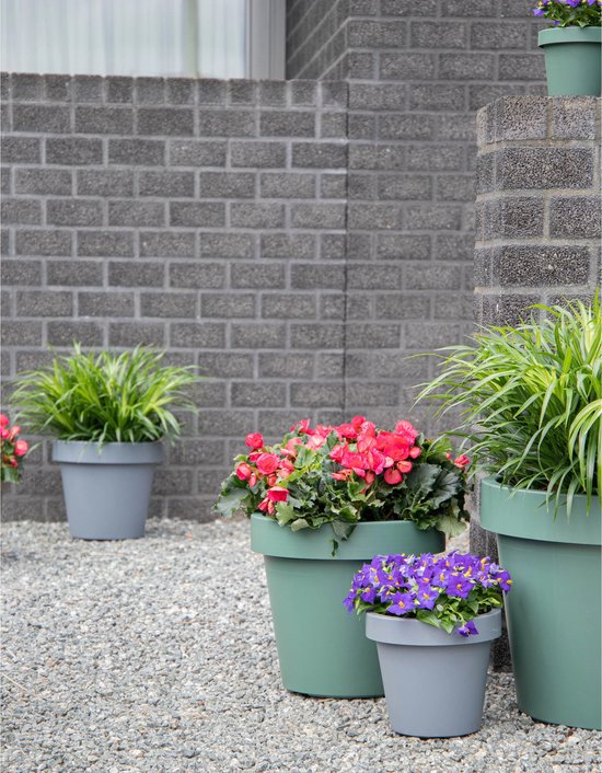 Mega Collections Cache-pot/pot de fleurs - plastique - gris - extérieur - D50 x H44 cm