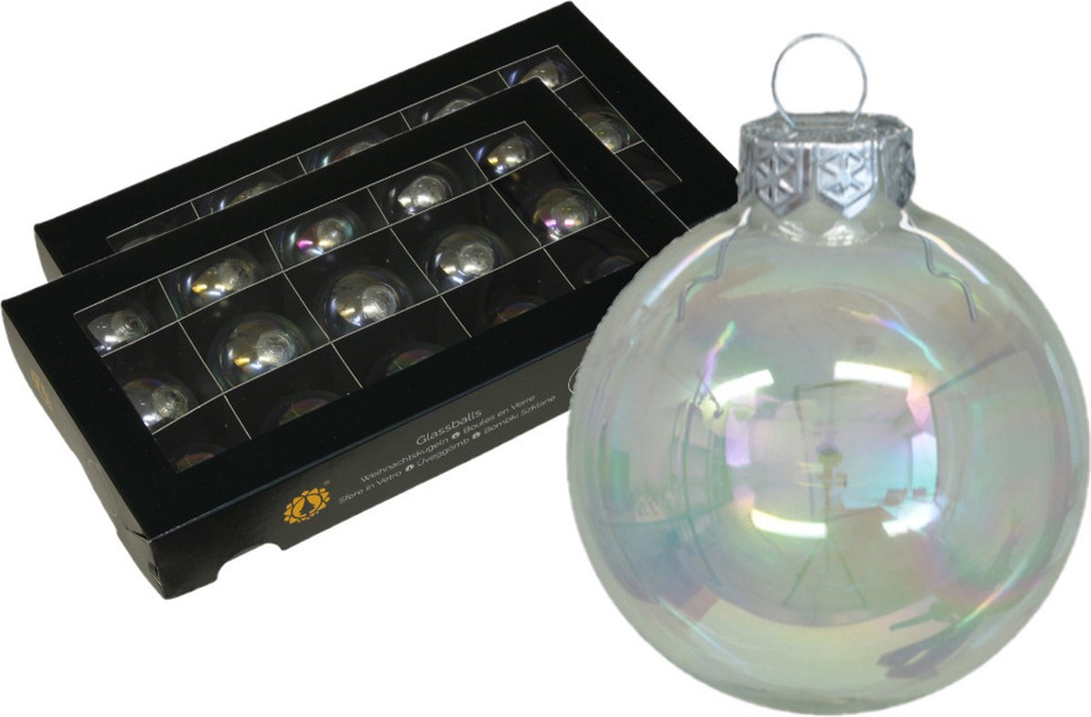 Othmar Decorations kerstballen 30x - transparant parelmoer -glas -4 cm