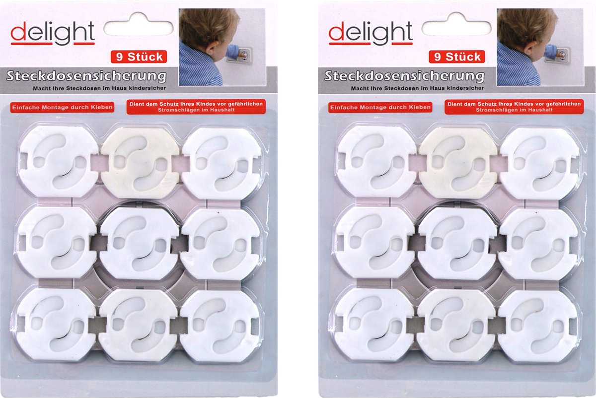 Delight Stopcontactbeveiliging - 18x - wit - stopcontactbeschermers kinderbeveiliging