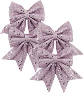 House of Seasons Noeuds de décoration de Noël - 4x pcs - lilas violet -13 cm - paillettes