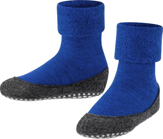 FALKE Cosyshoe Teens antislip noppen merinowol huissokken pantoffels kinderen blauw - Maat 35-36