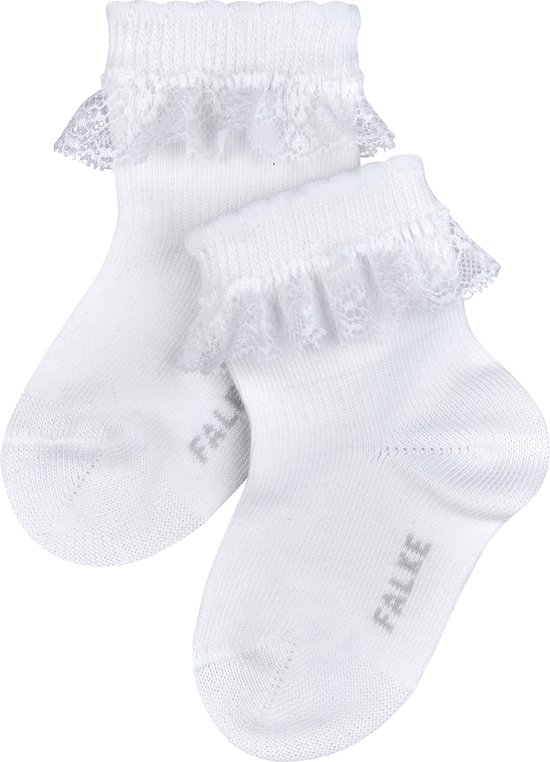 Chaussettes bébé Falke blanches à côtes et volants en dentelle