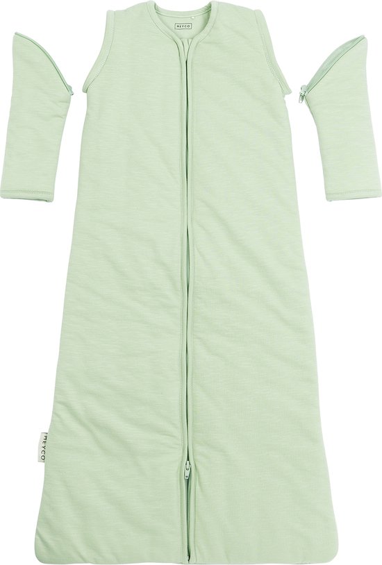 Meyco Baby Slaapzak Winter Slub - afritsbare mouwen - soft green - 90cm - winterslaapzak van Meyco — afbeelding 5