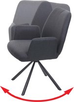 Eetkamerstoel MCW-H71, keukenstoel fauteuil stoel, draaibare auto positie stof/textiel staal ~ donkergrijs