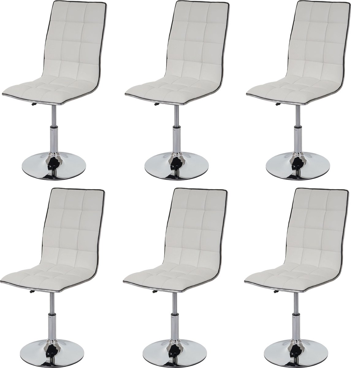 SVITA Jamie Set van 2 eetkamerstoelen, beklede stoelen, woonkamerstoel, keukenstoel met rugleuning, kunstleer, wit