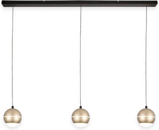 Suspension élégante Bilia | 3 lumières | lampe de table à manger | or noir | métal / plastique | Sphère Ø 12 cm | 100 cm de long | lampe de salle à manger | design moderne / attrayant