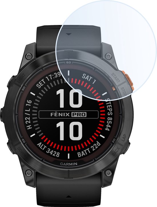 Screenprotector wordt geplaatst op een Garmin Fenix Pro smartwatch.