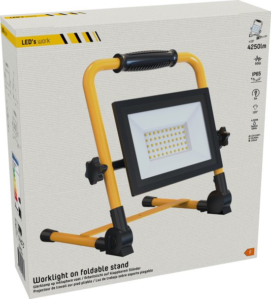 Lampe de chantier LED ProWork 4250 avec cordon de 3 mètres - Pliable et rotative - 50W