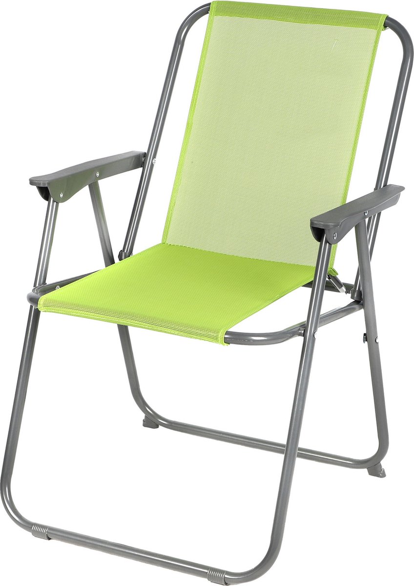 Sunnydays Picnic camping/strand stoel - aluminium - inklapbaar - groen - L53 x B55 x H75 cm