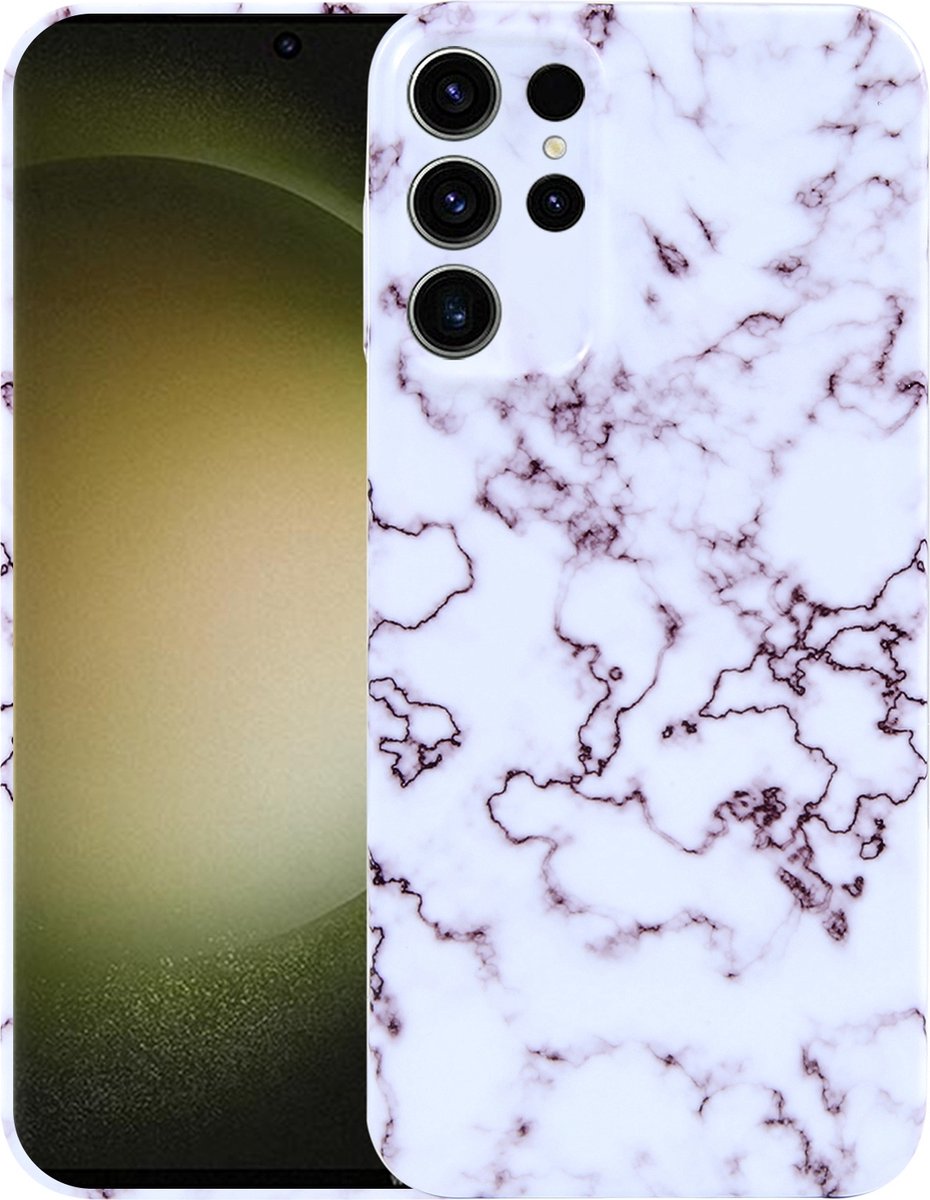 MarbleShield - De ultieme marmeren TPU beschermhoes voor uw Galaxy S23 Ultra 5G Wit / Rood