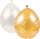 Ballonnen | Goudkleurig met witte tekst | witte ballonnen | mixpakket | 8 stuks