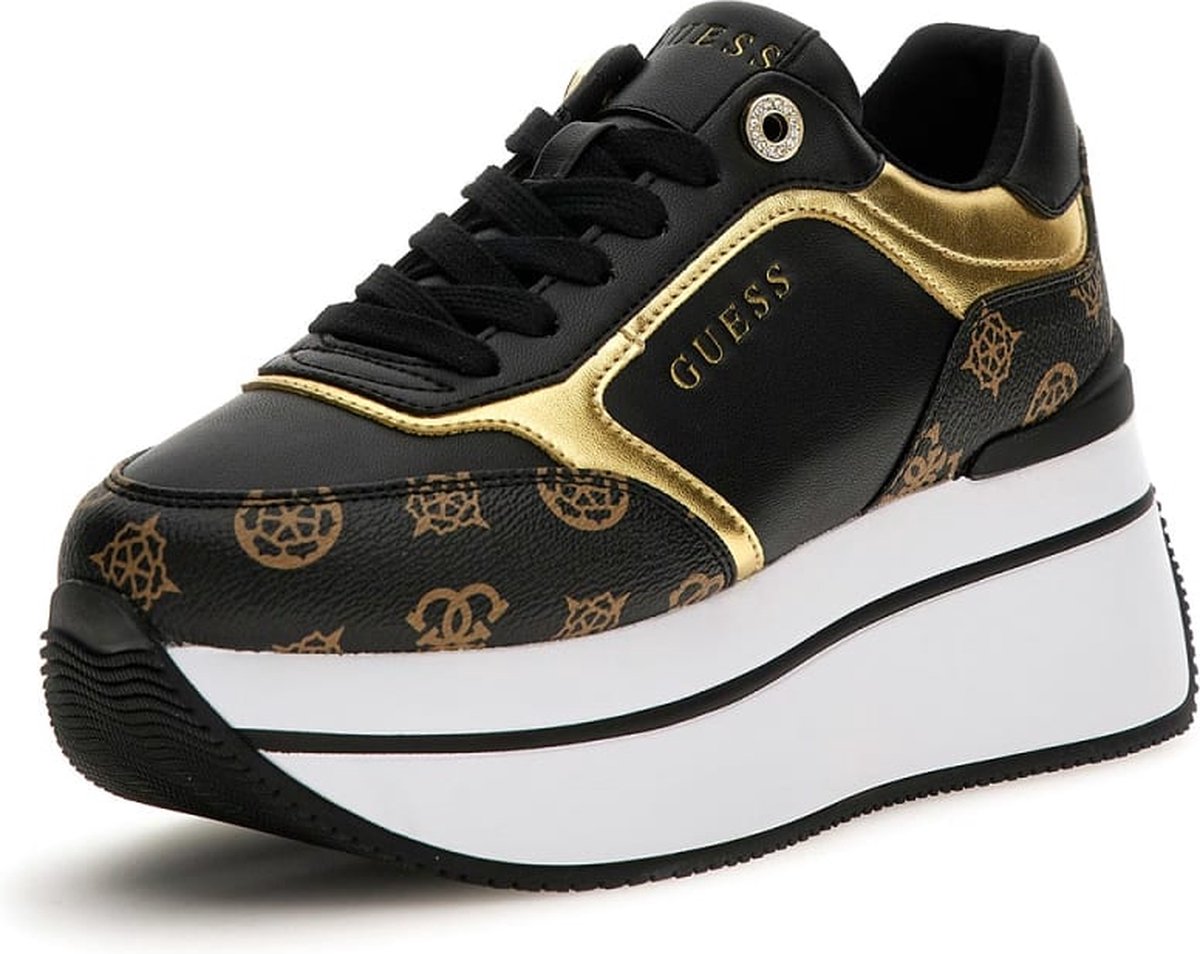 Guess Camrio Dames Sneakers Hoog - Black Brown - Maat 36 | bol.com