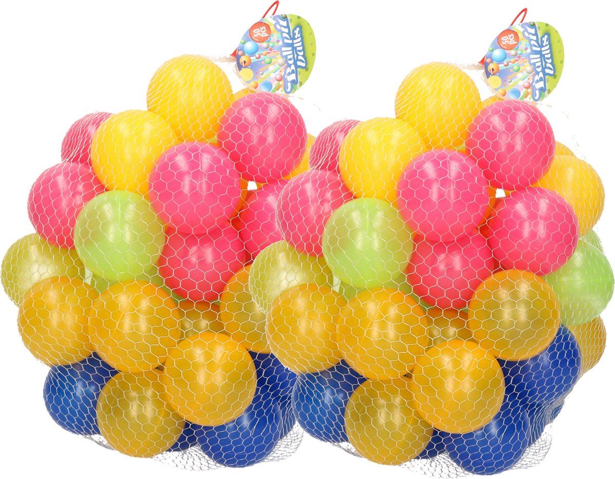 Kunststof ballenbak ballen 100x stuks 6 cm vrolijke kleurenmix - Speelgoed ballenbakballen gekleurd